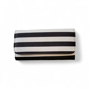 Kut From The Kloth  Striped  Tri Fold Wallet Vegan Leather  Black & White